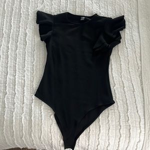 Black Butterfly sleeve Bodysuit Super-flattering NWOT